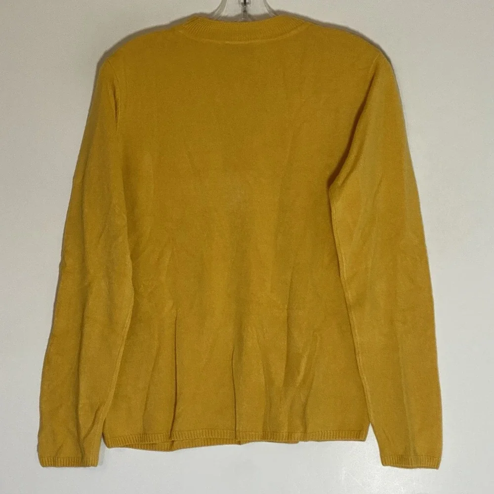 Kim Rogers Sweater Womens Medium Yellow Knit Pullover Crew Neck Grannycore Comfy
